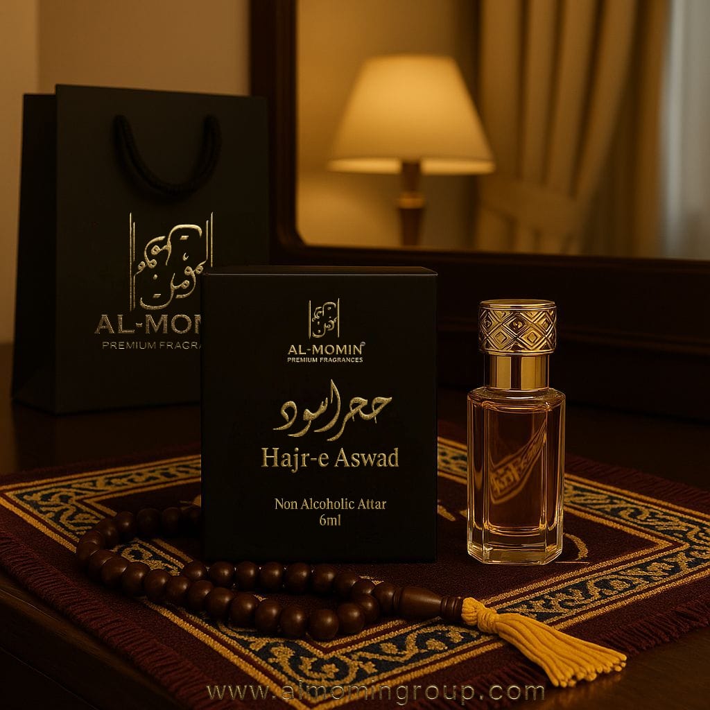 Home hajr e aswad – premium arabic non alcoholic attar for men | 6ml pure concentrated fragrance | long lasting oud, amber & musk scent by al momin